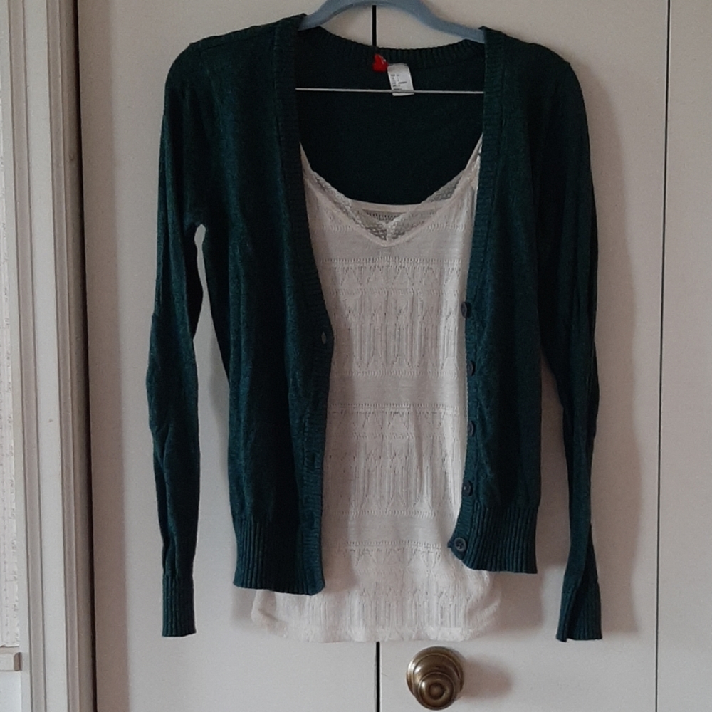 ASO Elena Gilbert H&M divided sweater and A&E tank